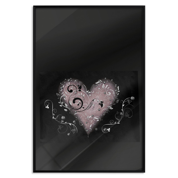 Wall Poster For a Friend - heart in a light composition of ornaments on a black background 131919 additionalImage 18
