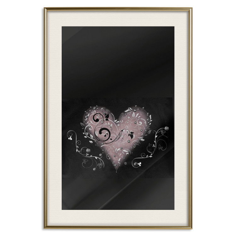 Wall Poster For a Friend - heart in a light composition of ornaments on a black background 131919 additionalImage 20