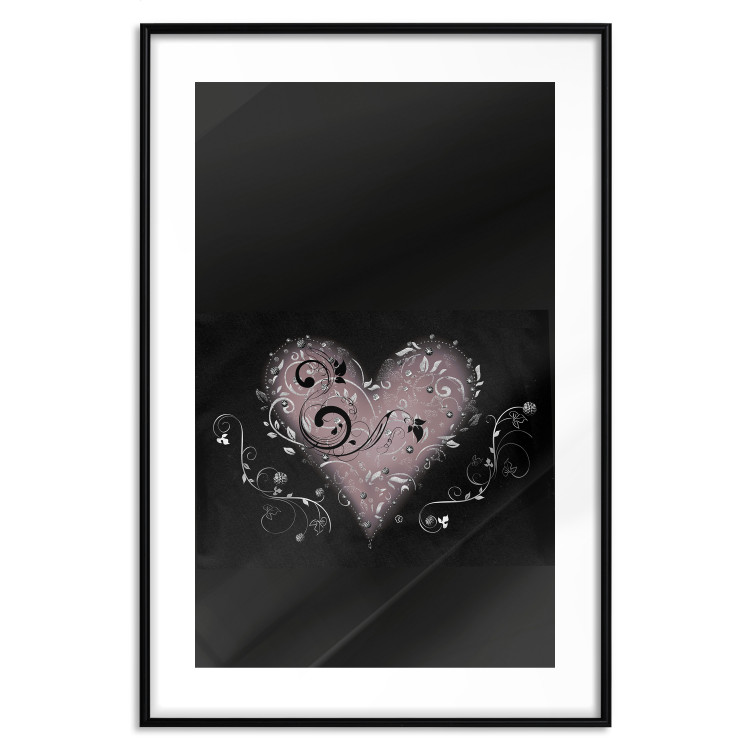 Wall Poster For a Friend - heart in a light composition of ornaments on a black background 131919 additionalImage 17