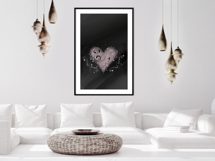 Wall Poster For a Friend - heart in a light composition of ornaments on a black background 131919 additionalImage 23