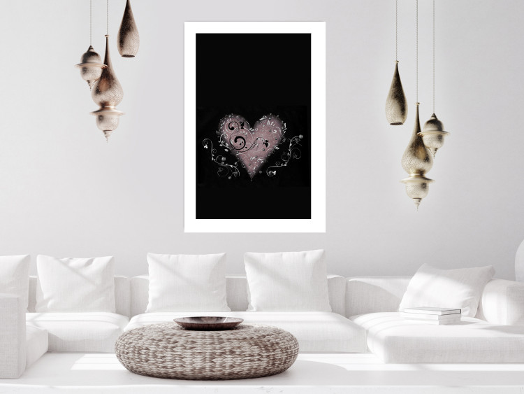 Wall Poster For a Friend - heart in a light composition of ornaments on a black background 131919 additionalImage 5