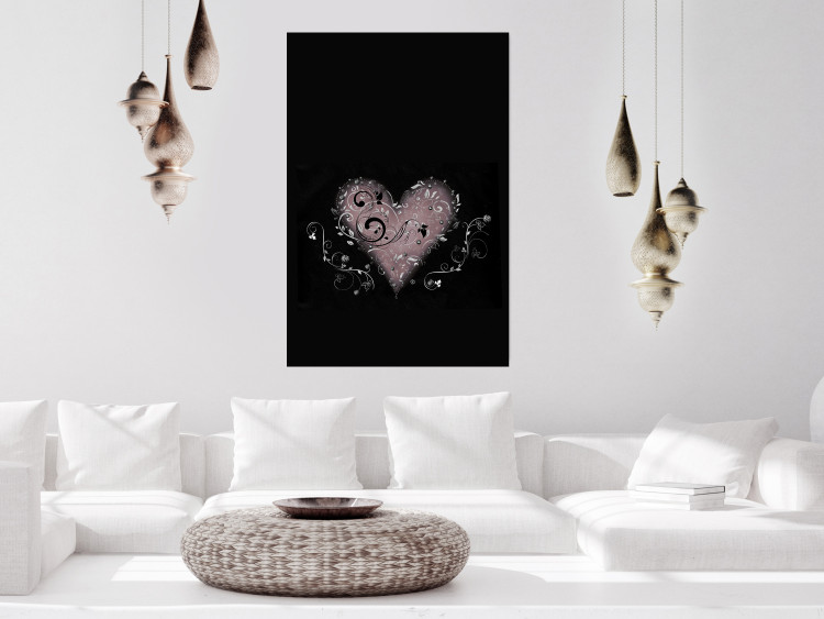 Wall Poster For a Friend - heart in a light composition of ornaments on a black background 131919 additionalImage 4