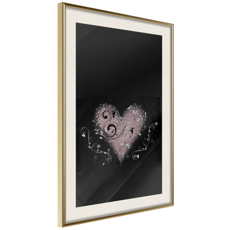 Wall Poster For a Friend - heart in a light composition of ornaments on a black background 131919 additionalImage 3