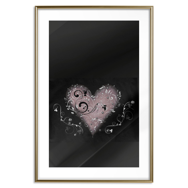 Wall Poster For a Friend - heart in a light composition of ornaments on a black background 131919 additionalImage 16
