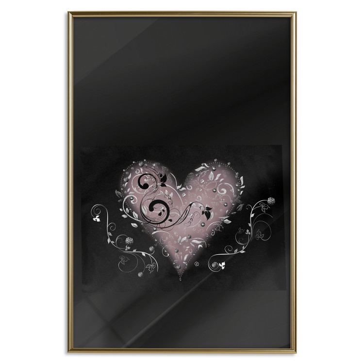 Wall Poster For a Friend - heart in a light composition of ornaments on a black background 131919 additionalImage 21