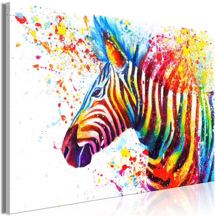 Canvas Zebra (1-piece) Wide - futuristic multi-colored animal 132019 additionalImage 2
