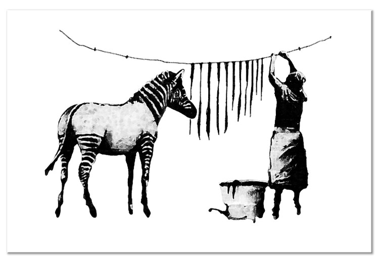 Canvas Art Print Banksy: Washing Zebra (1 Part) Wide 132419