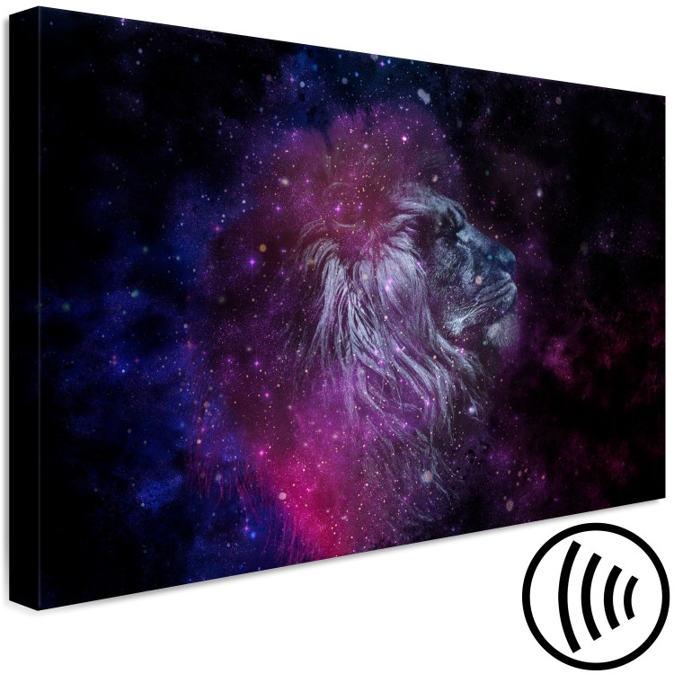 Canvas Art Print Lion on starry sky - modern abstraction in dark colours 134219 additionalImage 6