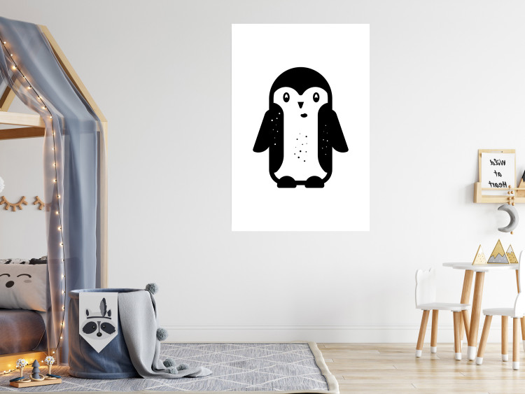 Poster Funny Penguin - black and small penguin on a solid white background 135219 additionalImage 18