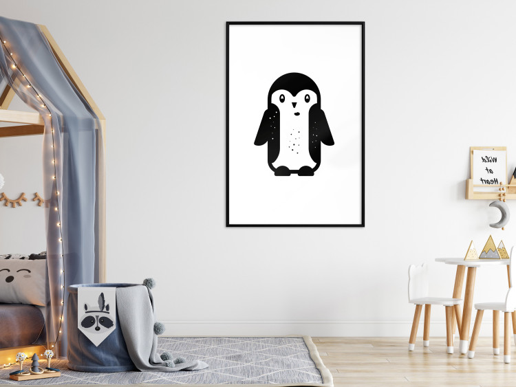Poster Funny Penguin - black and small penguin on a solid white background 135219 additionalImage 7