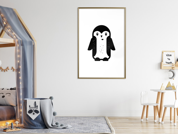 Poster Funny Penguin - black and small penguin on a solid white background 135219 additionalImage 7