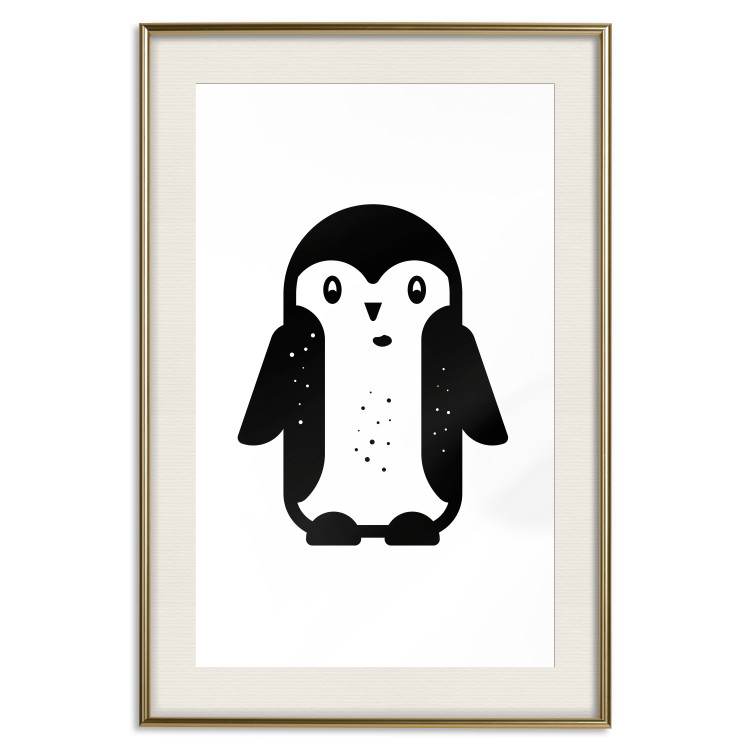 Poster Funny Penguin - black and small penguin on a solid white background 135219 additionalImage 2