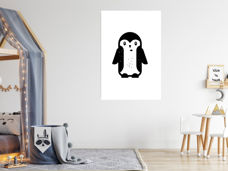 Poster Funny Penguin - black and small penguin on a solid white background 135219 additionalImage 16