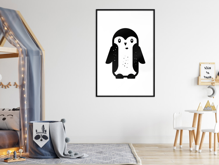 Poster Funny Penguin - black and small penguin on a solid white background 135219 additionalImage 17