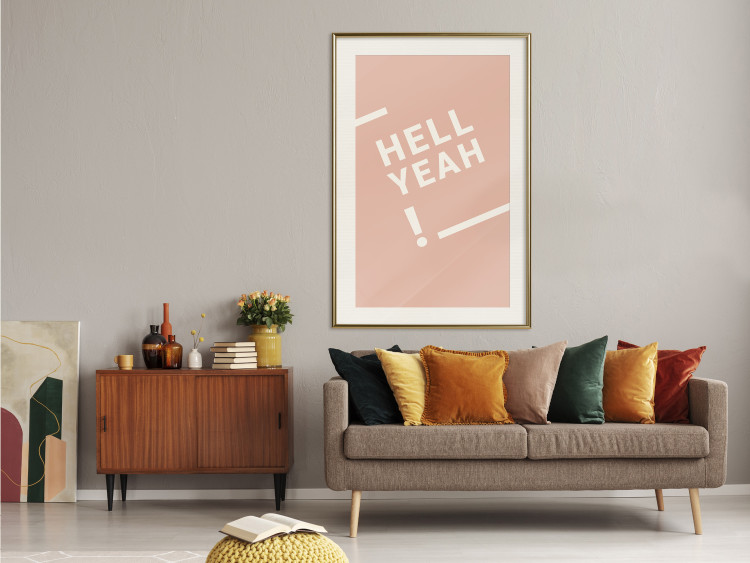 Poster Hell Yeah! - white English texts on a light pastel background 135619 additionalImage 13