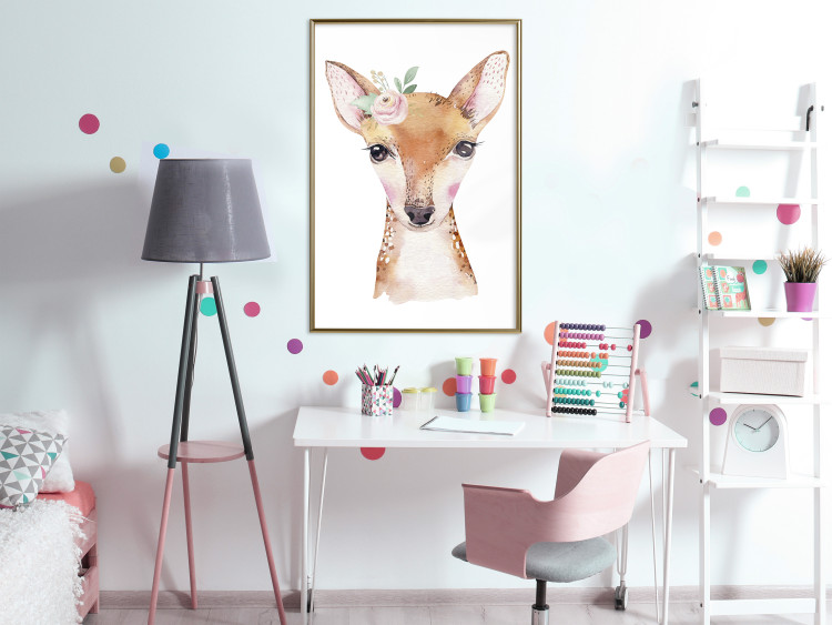 Poster Little Deer - funny portrait of an animal on a white contrasting background 135719 additionalImage 7
