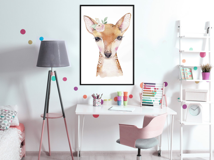 Poster Little Deer - funny portrait of an animal on a white contrasting background 135719 additionalImage 9