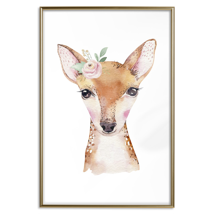 Poster Little Deer - funny portrait of an animal on a white contrasting background 135719 additionalImage 15
