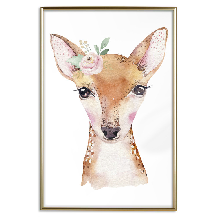 Poster Little Deer - funny portrait of an animal on a white contrasting background 135719 additionalImage 17