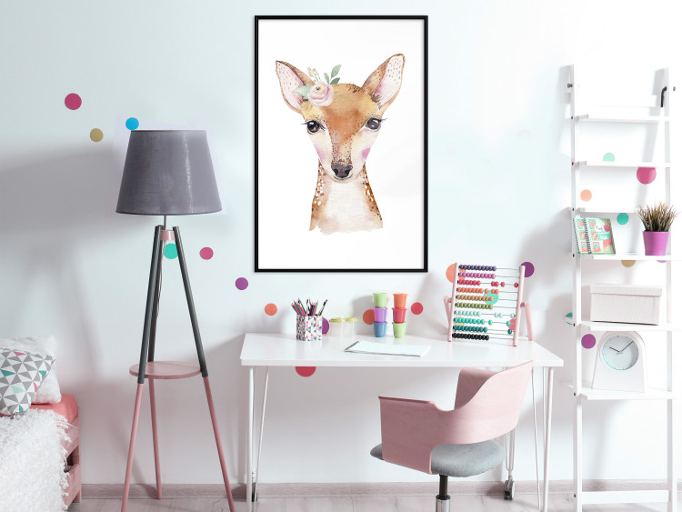 Poster Little Deer - funny portrait of an animal on a white contrasting background 135719 additionalImage 6