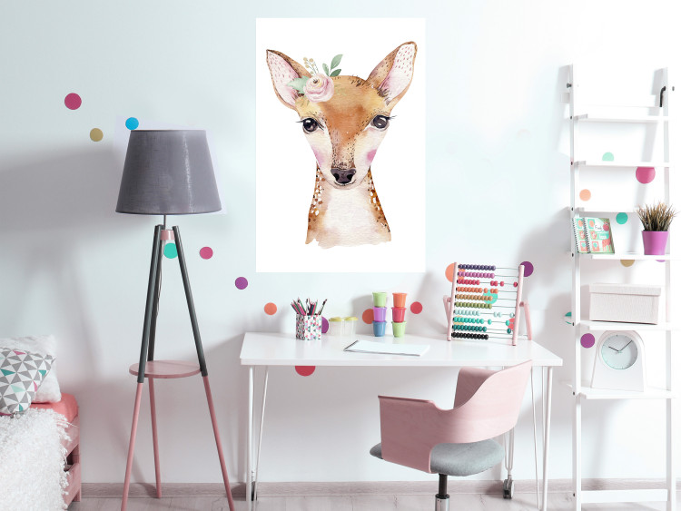 Poster Little Deer - funny portrait of an animal on a white contrasting background 135719 additionalImage 10
