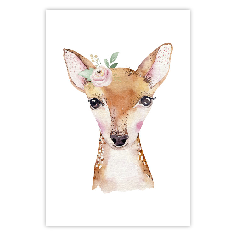 Poster Little Deer - funny portrait of an animal on a white contrasting background 135719 additionalImage 3