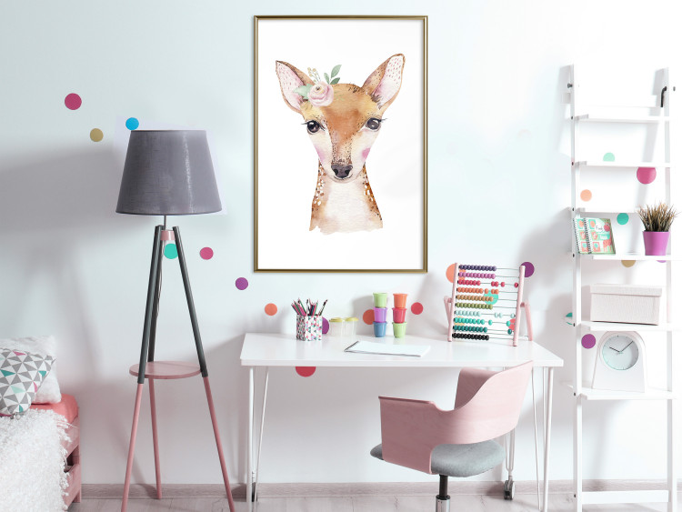 Poster Little Deer - funny portrait of an animal on a white contrasting background 135719 additionalImage 5