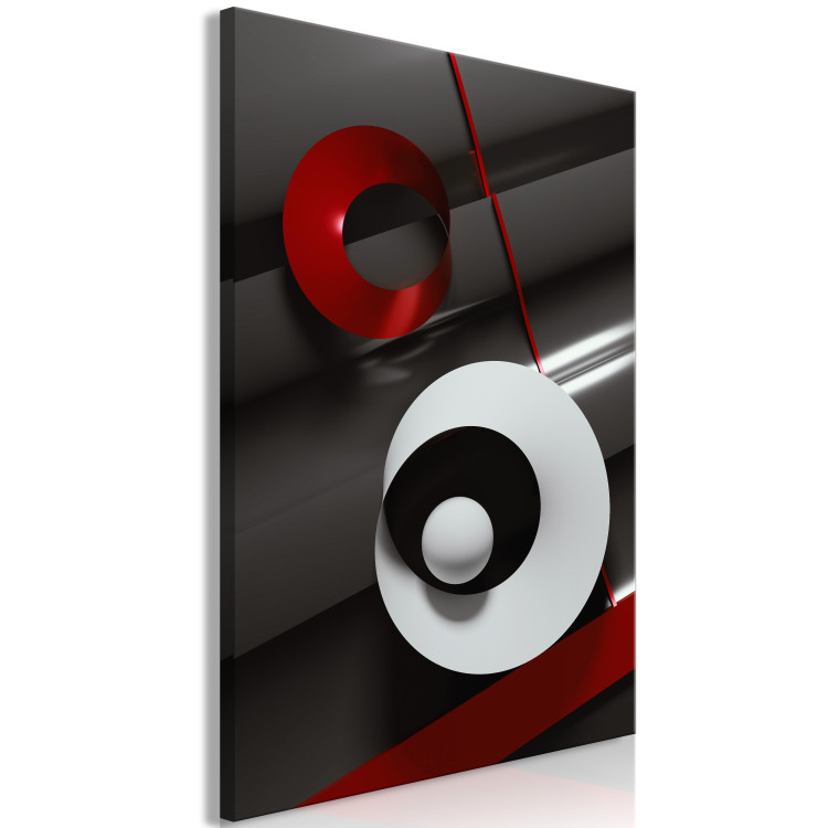 Canvas Print Graphite pipes and white-red semicircles - 3D abstraction 136319 additionalImage 2