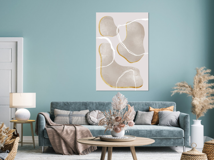Canvas Art Print Fragments of Gray Marble - Beige Abstraction in Scandi Boho style 136519 additionalImage 3