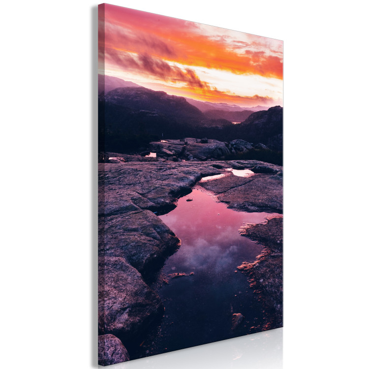 Canvas Art Print Slow Sunrise (1-piece) Vertical - calm water among rocks 138819 additionalImage 2