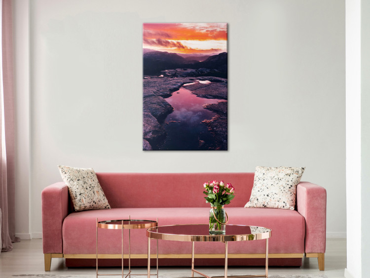 Canvas Art Print Slow Sunrise (1-piece) Vertical - calm water among rocks 138819 additionalImage 3