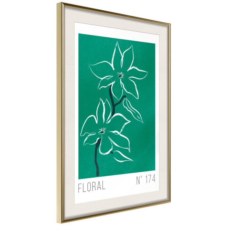 Wall Poster Floral Sketch - English texts and white flowers on a green background 142319 additionalImage 23
