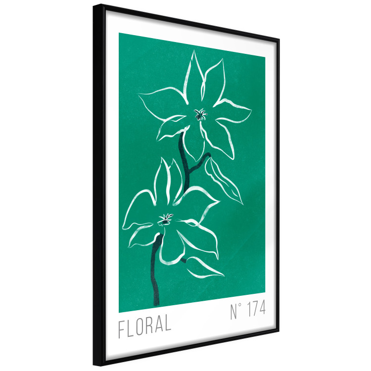 Wall Poster Floral Sketch - English texts and white flowers on a green background 142319 additionalImage 15
