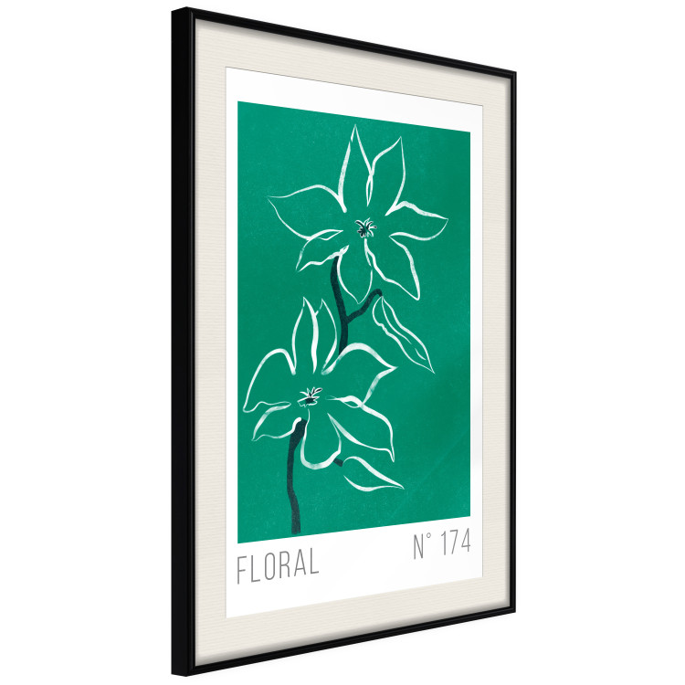 Wall Poster Floral Sketch - English texts and white flowers on a green background 142319 additionalImage 6