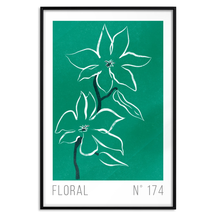 Wall Poster Floral Sketch - English texts and white flowers on a green background 142319 additionalImage 22