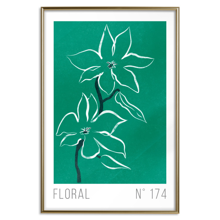 Wall Poster Floral Sketch - English texts and white flowers on a green background 142319 additionalImage 20