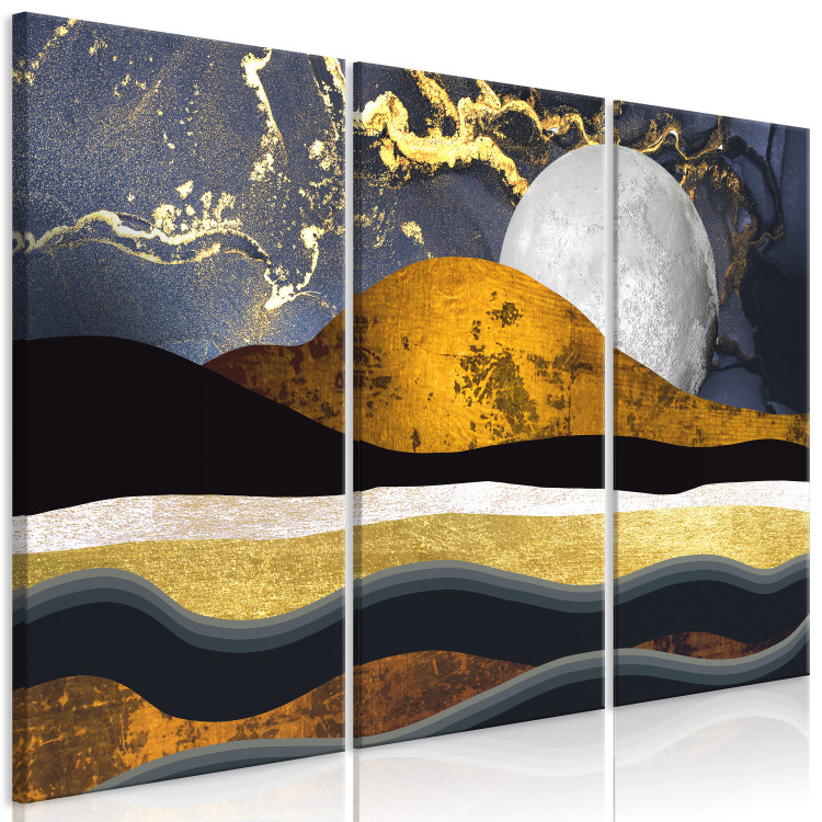 Canvas Art Print Golden Night (3-piece) - gilded sky and moon in art deco style 143019 additionalImage 2
