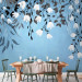Wall Mural Blue energy - landscape with a loose composition of leaves and white flowers 143519 additionalThumb 6