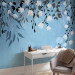 Wall Mural Blue energy - landscape with a loose composition of leaves and white flowers 143519 additionalThumb 4