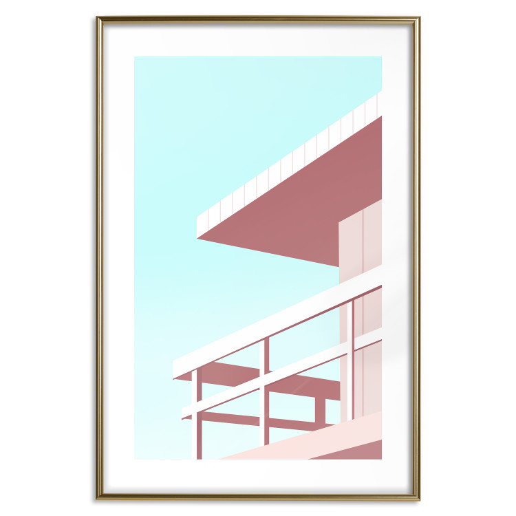 Poster Beach Vacation - Minimalist Pink Lifeguard Tower Against the Sky 144119 additionalImage 17