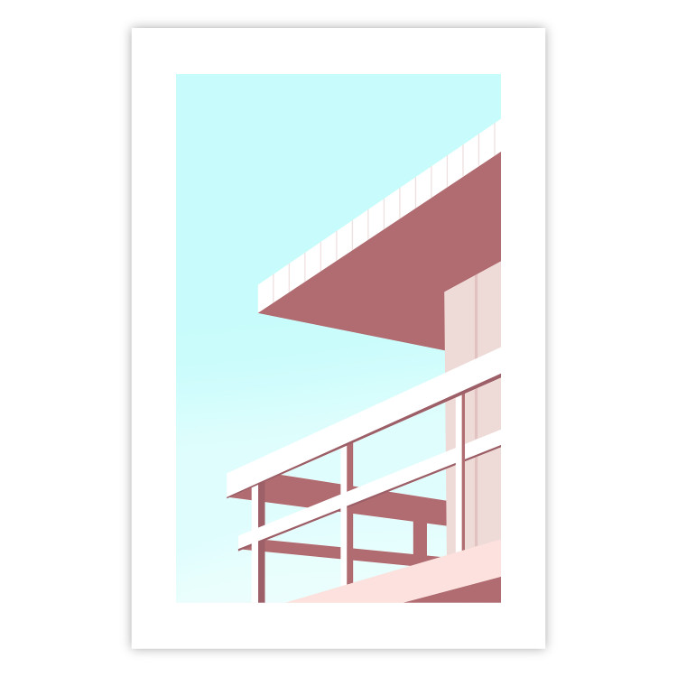 Poster Beach Vacation - Minimalist Pink Lifeguard Tower Against the Sky 144119 additionalImage 20