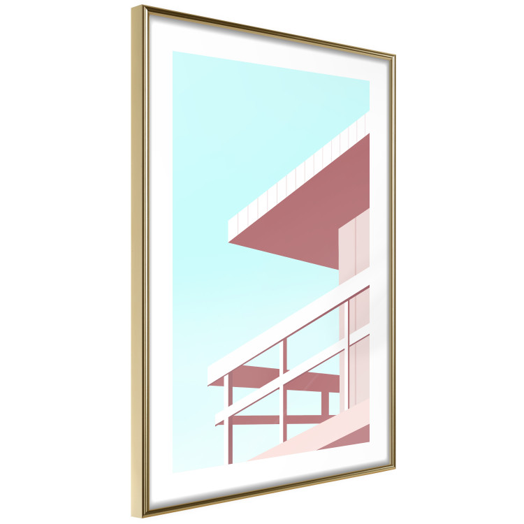 Poster Beach Vacation - Minimalist Pink Lifeguard Tower Against the Sky 144119 additionalImage 5