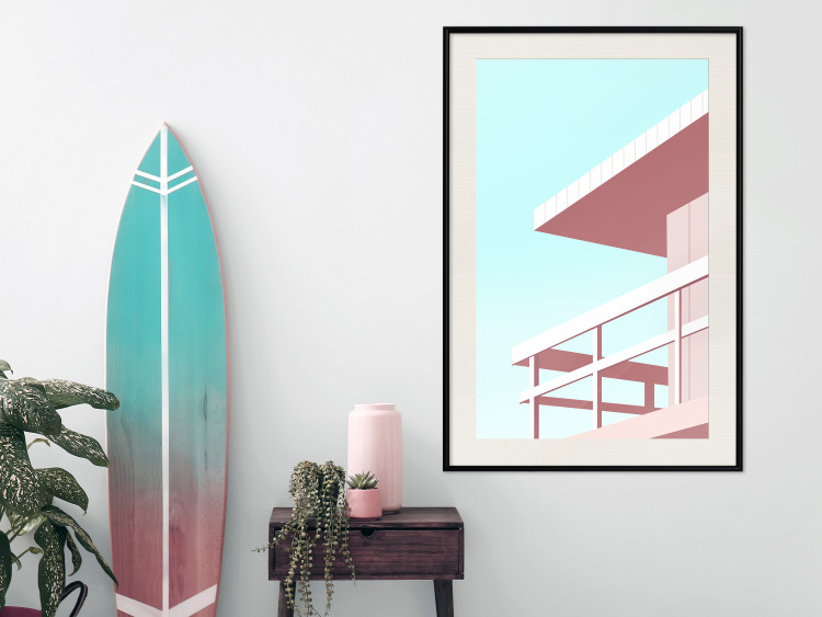 Poster Beach Vacation - Minimalist Pink Lifeguard Tower Against the Sky 144119 additionalImage 18