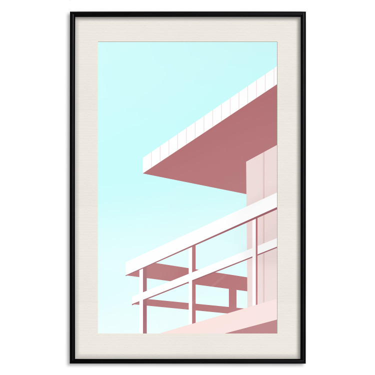 Poster Beach Vacation - Minimalist Pink Lifeguard Tower Against the Sky 144119 additionalImage 27