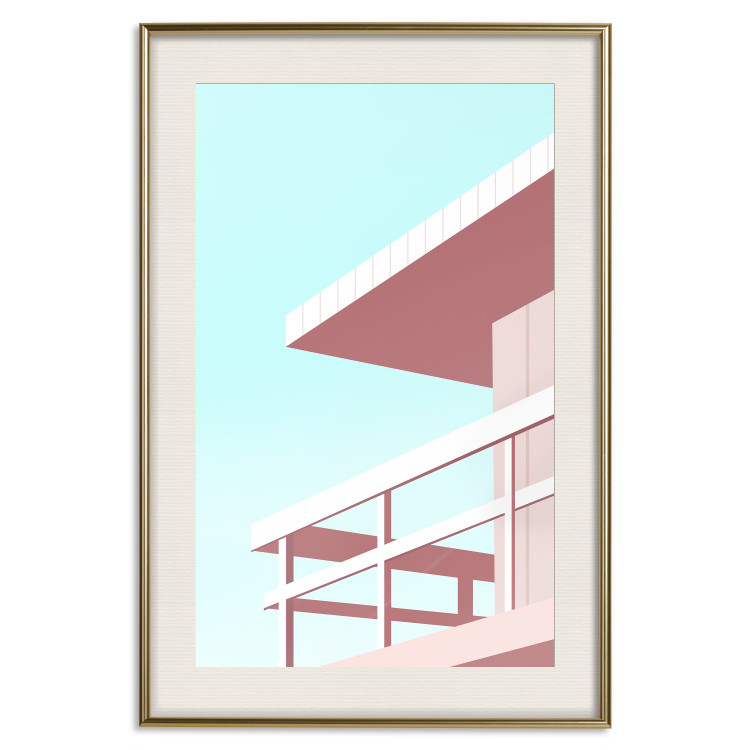 Poster Beach Vacation - Minimalist Pink Lifeguard Tower Against the Sky 144119 additionalImage 24