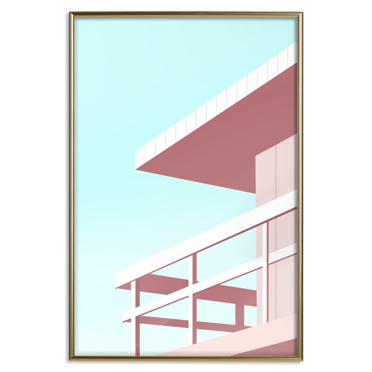 Poster Beach Vacation - Minimalist Pink Lifeguard Tower Against the Sky 144119 additionalImage 25