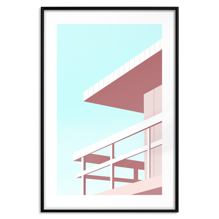 Poster Beach Vacation - Minimalist Pink Lifeguard Tower Against the Sky 144119 additionalImage 26