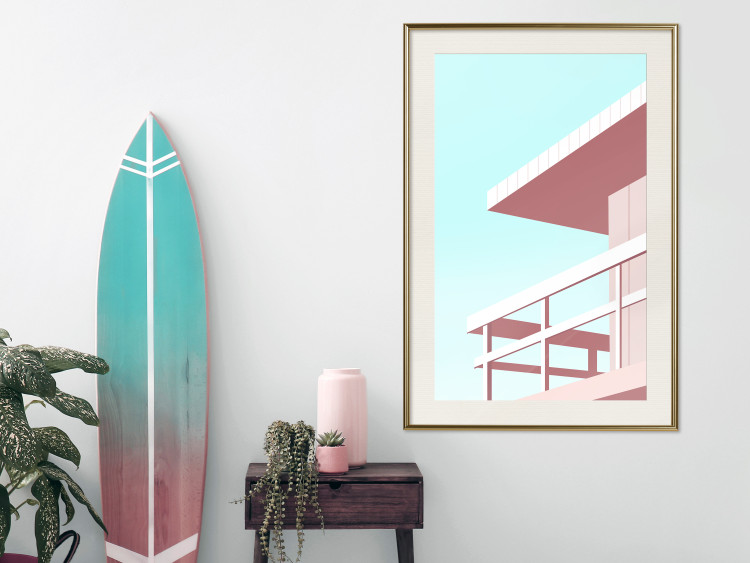 Poster Beach Vacation - Minimalist Pink Lifeguard Tower Against the Sky 144119 additionalImage 13