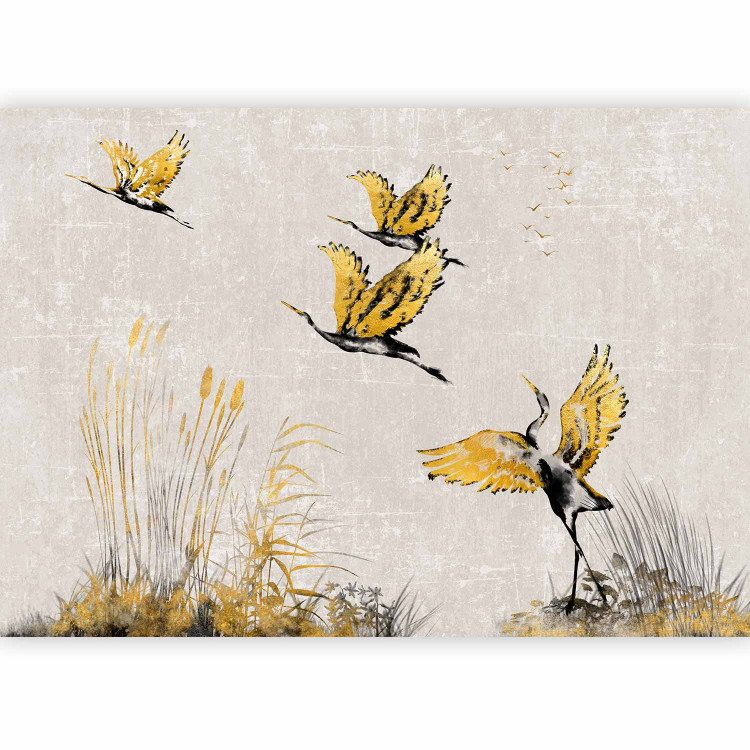 Photo Wallpaper Geese at Sunset - Birds Painted With Ink and Gold 146019 additionalImage 5