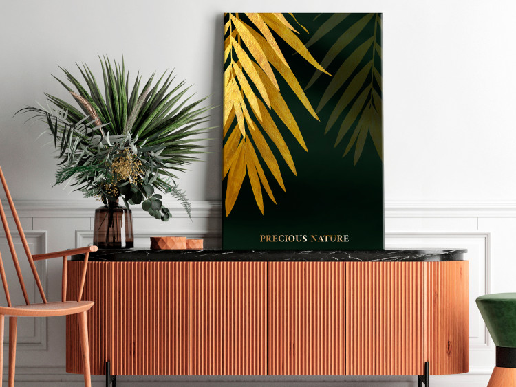 Canvas Art Print Tropical Leaves (1-piece) - landscape with exotic plants and text 148919 additionalImage 3